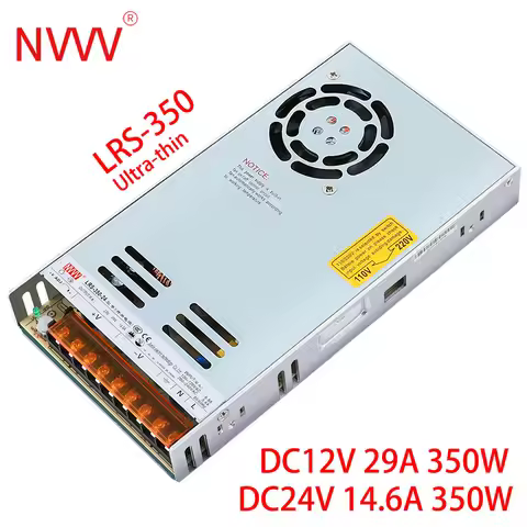 NVVV LRS-350W 12V 29A Ultra-thin Adjustable Switching Power Supply With Cooling Fan AC to DC 12V 24V