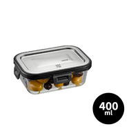 德國 GEFU 扣式耐熱玻璃微波盒/便當盒/保鮮盒400ml(長型)