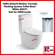 VERA Geberit Rimless Tornado Flushing System Toilet Bowl WC Bathroom White A032T- Suit for HDB/condo