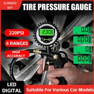 220PSI LED Digital Car Tyre Tire Air Pressure Inflator Gauge Meter Tester Gun Air Pump Motorcycle Bi
