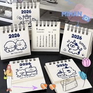 MIHAN 2026 Desk Calendar, Cartoon Mini Coil Calendar,  Portable Calendar Plan Book Desktop Ornaments