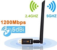 024) Wifi Dongle, Wifi Adapter Dual Band 5G / 2.4G AC1200 Mbps 802.11 AC Wireless receiver USB 3.0 Wifi Stick with 5dBi Antenna for PC/Desktop/Laptop/Tablet, Support Windows 10/8.1/8/7/XP/Vista MAC OS 10