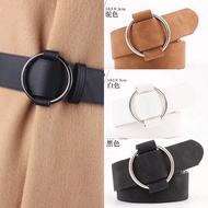 Women's belt, women's belt, leather dress belt, classic Boho style metal round buckle