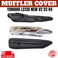MUFFLER COVER EXHAUST COVER YAMAHA LC135 NEW V2 V3 V4 ORIGINAL MUFFLER PROTECTOR LC 135 END CAP BESI HITAM CHROME