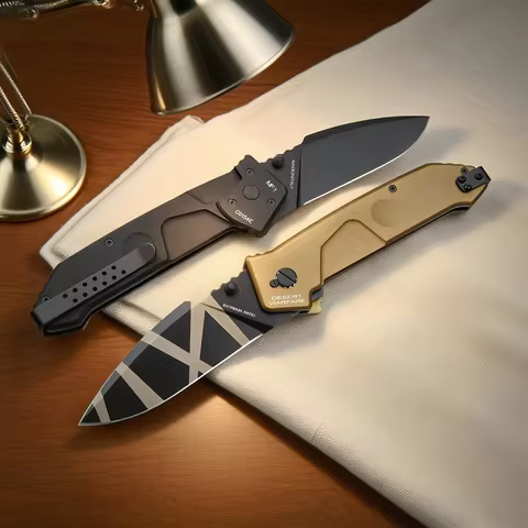 MF1- Tactical Folding Knife N690 Steel Wilderness Survival Knife, Camping and Mountaineering Emergen