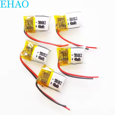 5 pcs 3.7v 40mAh Lithium Polymer LiPo Rechargeable Battery 501012 For Mp3 Headphone Bluetooth Record