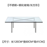 Nordic Bauhaus Square Coffee Table Barcelona Glass Stainless Steel Designer Simplex Coffee Table Hom