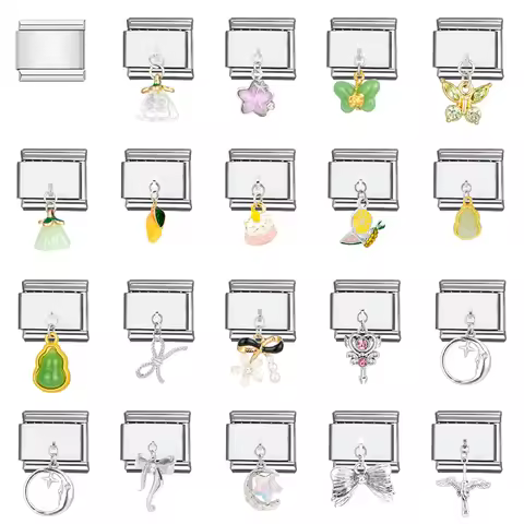 1PC DIY Stainless Steel Italian Charm Links Fit 9mm Bracelet Jewelry Making Accessories Findings Fru