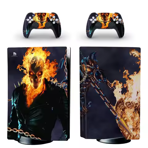Ghost Rider PS5 Disc Skin Sticker Decal Cover for Console and 2 Controllers PS5 Disk Skin Sticker Vi