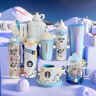 Starbucks 2021 Christmas Starbucks Cup I Love Skiing Flying Snow Mountain Style Mug Glass Durian Straw Thermos Cup