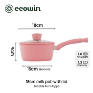 Ecowin Cookware Peach Series Pink Ceramic Non-stick Milk Pan Periuk susu Saucepan Suitable for All S