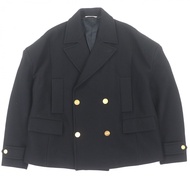 成色極佳 ▼ VALENTINO 1V3CJF068HY 100% 羊毛 V 字標誌金色紐扣超大款雙排扣大衣 黑色 44 碼 意大利製造 正品男士