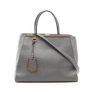 [Used] FENDI 2JOURS Handbag, 2-Way, Gray Leather, Medium Size, Women's, Used B