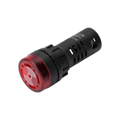 22mm DC12V/24V/AC110V/AC220V Buzzer with Red/Green LED Indicator Light Flash Alarm Beep Signal Inter