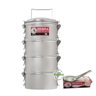 ZEBRA 304 STAINLESS STEEL SMART LOCK FOOD CARRIER/ TIFFIN CARRIER 14CM X 4 TIERS
