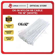 OK-IN 66 Cable Tie Nylon , Pengikat Wayar Nilon, Pengikat Wayar - 16Inch 400mm x 4.8mm (WHITE)