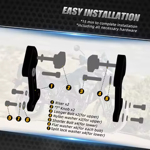 For Kawasaki KLR650 KLR 650 2022-2024 Motorcycle 3.25" Windshield Windscreen Bracket Risers For Kawa