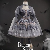Lolita Sling Dress Swan Dance Song Gray Feather Lolita Dress Multi-Layer Cake Skirt Lolita Skirt