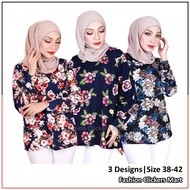 FC Mart - Floral Blouse / Blouse Muslimah / Women Long Sleeves Top / Blause Wanita / Baju Perempuan Style Lengan Panjang