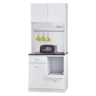 [特價]本木-金采 白色2.7尺拉盤收納餐櫃整組2.7尺