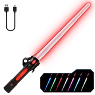 Light up Saber for Kids, Dual Light Sword RGB 7 Colors Changeable with 3 Modes FX Sound, Expandable 