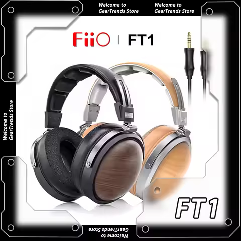 FiiO FT1 Closed-Back Over-Ear Headphone Fiber Composite Diaphragm Wired Hi-Fi Headphones American Bl