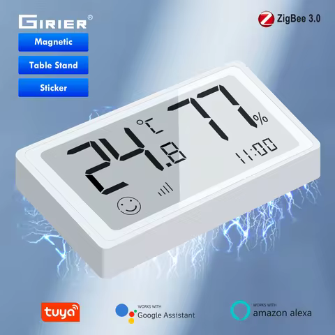 GIRIER Tuya Smart ZigBee Temperature and Humidity Sensor Digital Thermometer Indoor Hygrometer Compa