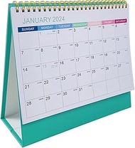MAGICLULU Desktop Calendar 2024 Desk Standing Monthly New Year Table Spiral Office Small Party Gift 2024, Green, 23X20CM (UNL418NZP06UL093Z536)