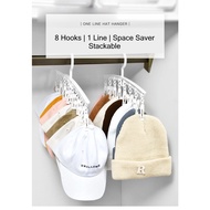 [Local Stock] White Stackable Rotating 8 Cap Hat Hoodie Home Holder Wardrobe organiser space saver storage hanger clip