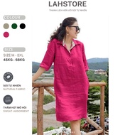 LAHSTORE straight linen dress made of soft, cool linen, German collar and luxurious high-end blend D