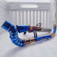 1 set Daeng sai4 open pipe 51mm bluegold for wave 110 125 ex5 lagenda 115 bonus sym 110