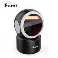 Eyoyo 2D สก์ท็อปเครื่องสแกนบาร์โค้ดรอบทิศทางแฮนด์ฟรี1D เครื่องอ่านบาร์โค้ด QR ที่มีการตรวจจับอัตโนมั