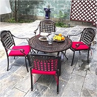 Outdoor Fire Pit Garden Grill Table Wood Burning Fire Pit Bowl, Waterproof And Rustproof Garden Terrace Backyard Aluminum Dining Table And 4 Chairs