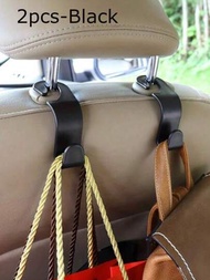 2入組汽車座椅靠背掛鉤收納袋,適用於手提包、錢包、外套掛鉤,適用於所有車型,黑色
