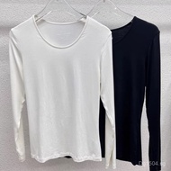Women's Dobby Round Neck Slim Fit Simple Style Modal T-Shirt D182Thin Base Layer Shirt Single Layer 