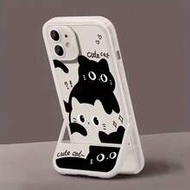 1 ชิ้น เคสโทรศัพท์นุ่มน่ารักที่มีขาตั้งแมว เข้ากันได้กับ Apple 16/16 Plus/16 Pro/16 Pro Max/15/15 Pl