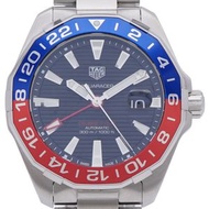 成色極佳的TAG Heuer Aquaracer Caliber 7 GMT WAY201F自動腕錶，不鏽鋼錶殼，黑色錶盤，0043 [二手] TAG HEUER男士腕錶