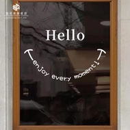 Wall Stickers~Smiling Face hello English Letter Wall Stickers ins Mirror Photo Decoration Milk Tea Coffee Beauty Shop Glass Door Stickers