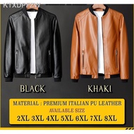 【New stock】◙❧💥HIGH QUALITY💥 Large Size Bikers Men's Leather Jacket Jaket Kulit Lelaki motosikal Saiz Besar Jaket Lelak