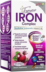 LABO NUTRITION Femme Iron Complex Dietary Supplement Veggie Capsule (Gentle on Stomach + No Constipa