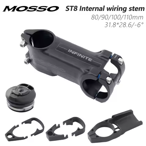 MOSSO ST08 Road Bike Stem Riser -6 Degrees Internal Wiring Handlebar Table Power Bicycle Stem 28.6*3