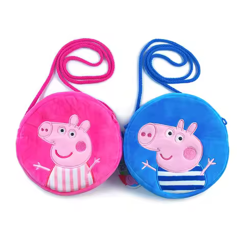 Peppa Pig Anime Plush Bag George Peppa Kindergarten Backpack Cute Cartoon Round Shoulder Bag Coin Pu