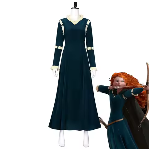 Movie Brave Princess Merida Long Sleeve Dress Cosplay Costume Halloween Masquerade Carnival Up Party