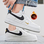 【正品特賣】Nike Air Force 1 AF1 AJ Size：36 - 47 加絨加厚保暖2024冬季男鞋空軍一號白黑金板鞋情侶男女休閒鞋