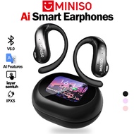 MINISO MS188 AI Translation Headset, Wireless Bluetooth V5.4, LED Touch Screen, Sports Ear-Hanging E