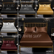 Bedsheet 3in1 Super Sports Satin Bedsheet with Pillowcase Set Bedsheet Fully Garterized Bedsheet Set