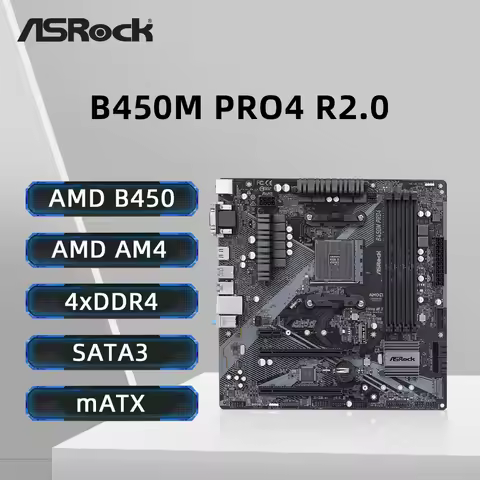 ASRock B450M PRO4 R2.0 Motherboard Support Ryzen 5 5600 5600G R7 5700x3D 5600X 5700X 5800XCPU 4xDDR4