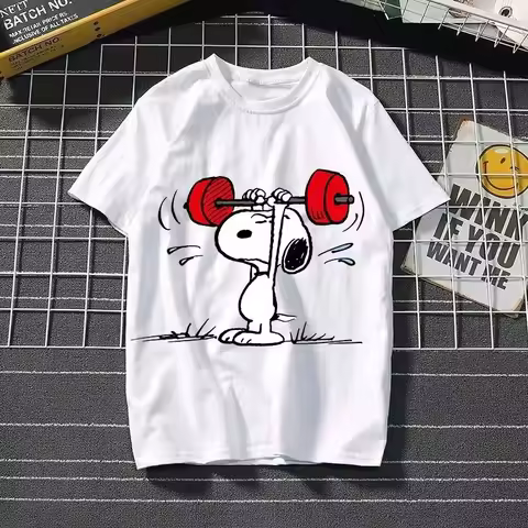 2025 New Snoopy Printing Cotton T-shirt Animation Cartoon Men and Women with The Same Loose Pure Cot