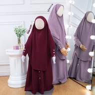 Gamise - Abaya FK Gamis Muslim Anak Perempuan Pakaian Anak Muslim  Syar'i Set Khimar Terbaru Abaya Anak Crinkle Putih