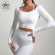 alo Yoga Clothes Long Sleeve T Women's Shirt with Chest Pad Ribbed Sports Quick-Dry Top for Fitness 
